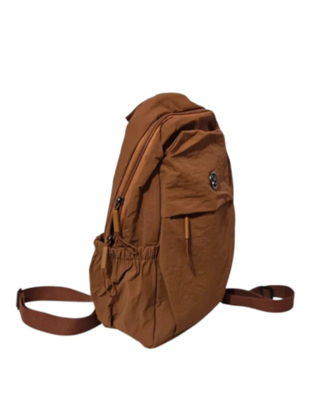 Nylon Convertible Backpack Sling Bag Casual Brown Mini Travel Daypack Adjustable